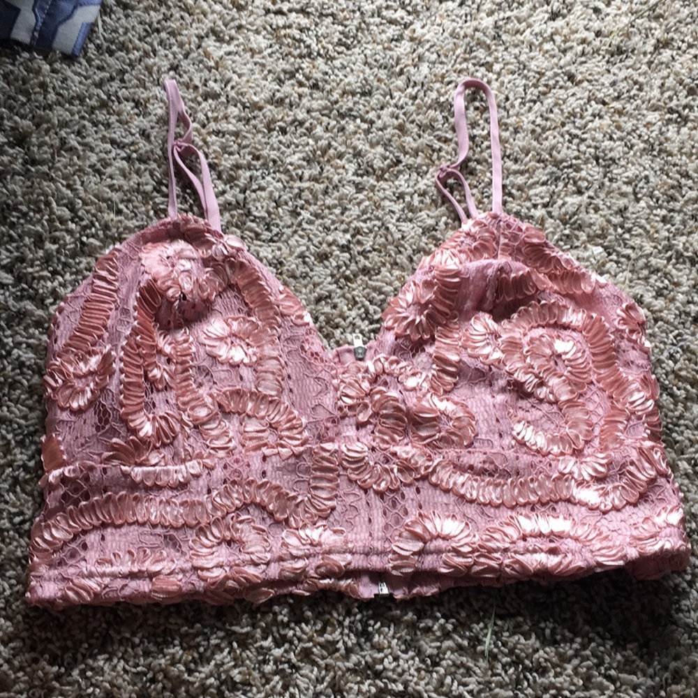 Lace and ribbon detail charlotte russe crop top